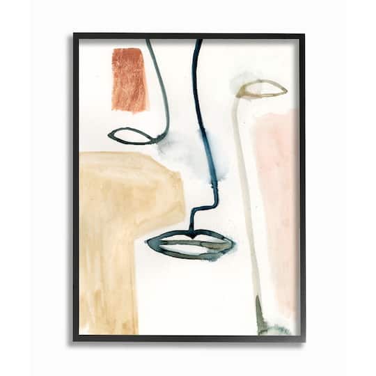 Stupell Industries Abstract Line & Color Block Face Wall Art in Frame